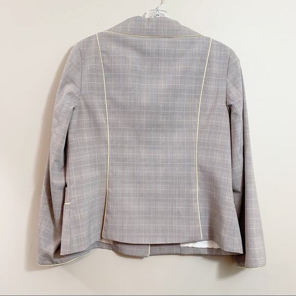 Rebecca Taylor Glen Plaid Brown/Yellow/White Five Button Blazer - Picture 4 of 4